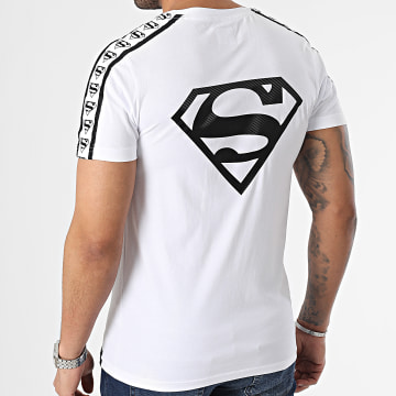  DC Comics - Tee Shirt A Bandes Textured Logo Blanc Noir