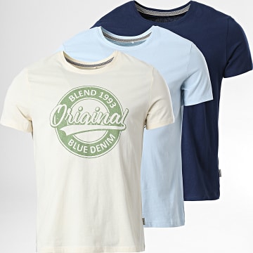  Blend - Lot De 3 Tee Shirts 20715726 Jaune Bleu Ciel Bleu Marine