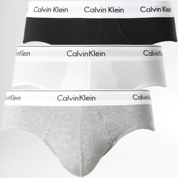  Calvin Klein - Lot De 3 Slips NB2379A Noir Blanc Gris Chiné