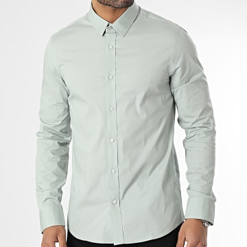  Calvin Klein - Chemise Manches Longues Stretch Poplin 0856 Vert Kaki Clair
