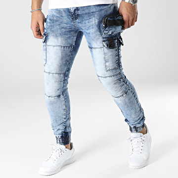 MTX - Jeans slim Cargo in denim blu