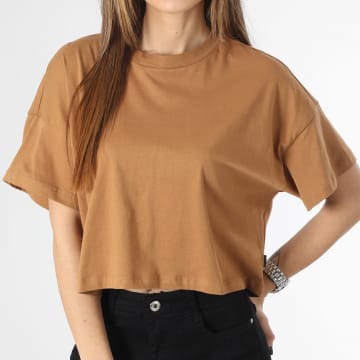  Noisy May - Tee Shirt Crop Femme Malena Camel