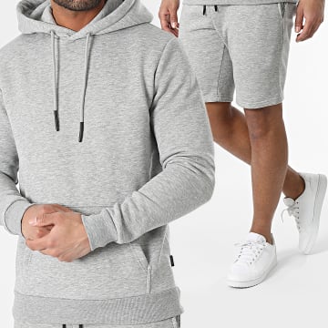  Only And Sons - Ensemble Sweat Capuche Et Short Jogging Ceres Gris Chiné