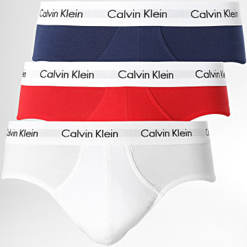  Calvin Klein - Lot De 3 Slips U2661G Blanc Bleu Marine Rouge