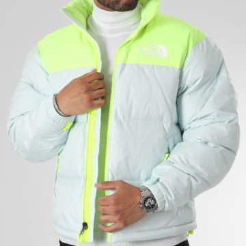  The North Face - Doudoune Retro Nuptse 1996 A3C8D Bleu Clair Jaune Fluo