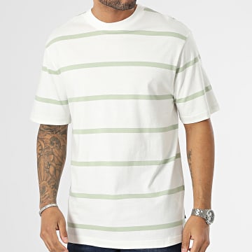 Only And Sons - Tee Shirt A Rayures Harry Relax Skate Stripe Blanc Vert