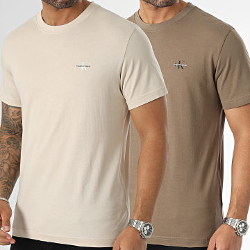  Calvin Klein - Lot De 2 Tee Shirts 0199 Beige Marron