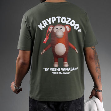  KryptoZoo - Tee Shirt Oversize Large Eddie The Monkey Vert Kaki
