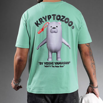  KryptoZoo - Tee Shirt Oversize Large Minty The Polar Bear Noir Vert Menthe
