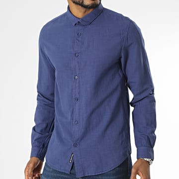 American People - Chemise Manches Longues Cameron Bleu Marine