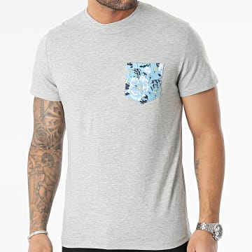  American People - Tee Shirt Poche Tiner Gris Chiné Floral