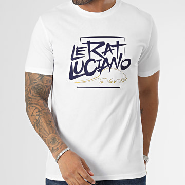  Le Rat Luciano - Tee Shirt Logo Blanc Bleu Marine Or