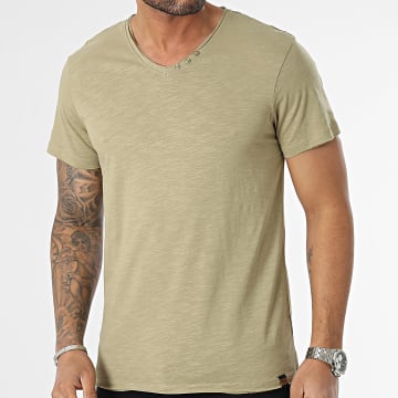  American People - Tee Shirt Col V Sunny Vert Kaki
