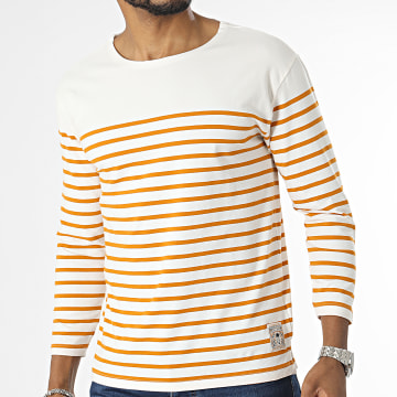  Teddy Smith - Tee Shirt Manches Longues A Rayures Mariner Beige Clair