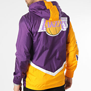  Mitchell and Ness - Coupe-Vent Zippé Capuche Los Angeles Lakers Violet Jaune
