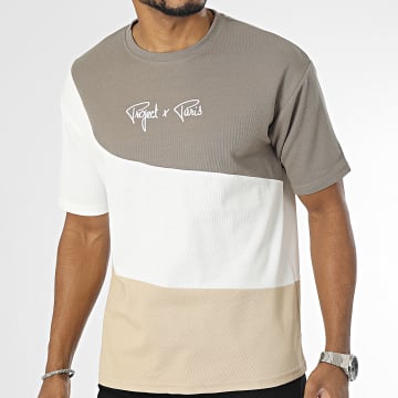  Project X Paris - Tee Shirt 2310003 Taupe Blanc Beige