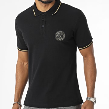  Versace Jeans Couture - Polo Manches Courtes Patch 74GAGT08 Noir Doré