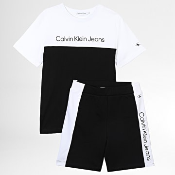  Calvin Klein - Ensemble Tee Shirt Et Short Jogging Enfant 1622 Noir Blanc