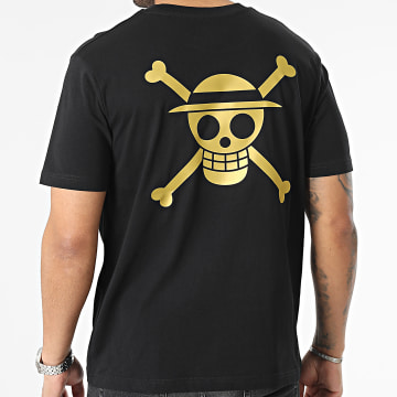 One Piece - Tee Shirt Oversize Large Mugiwara Logo Negro Oro