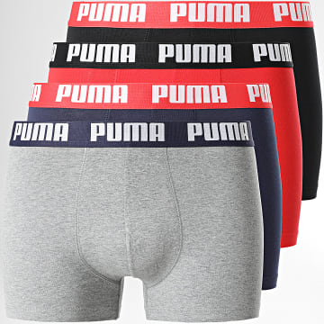  Puma - Lot De 4 Boxers Everyday Noir Bleu Marine Gris Chiné