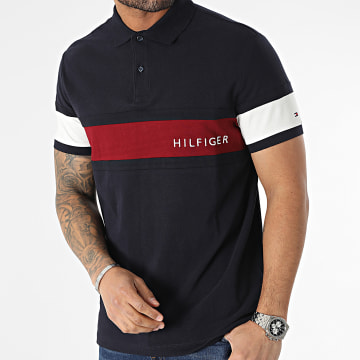 Tommy Hilfiger - Polo Manches Courtes Colourblock Placement 0755 Bleu Marine