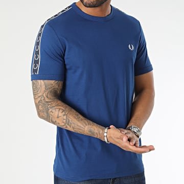  Fred Perry - Tee Shirt A Bandes Contrast Tape Ringer M4613 Bleu Marine