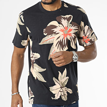 Only And Sons - Tee Shirt Klop Bleu Marine Beige Floral