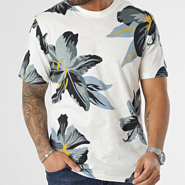 Only And Sons - Tee Shirt Klop Blanc Gris Chiné Floral