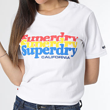  Superdry - Tee Shirt Femme Vintage Scripted Infill W1011054A Blanc