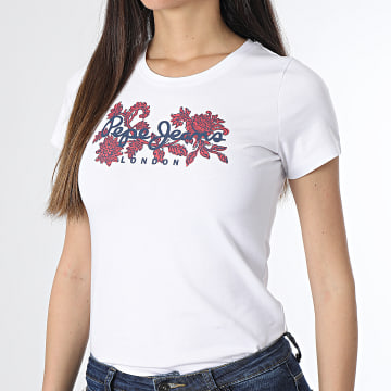  Pepe Jeans - Tee Shirt Femme Nerea Blanc Floral