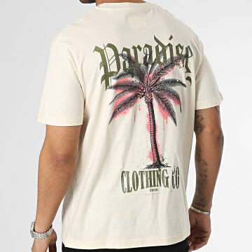 Luxury Lovers - Tee Shirt Oversize Large Paradise Palm Beige Vintage