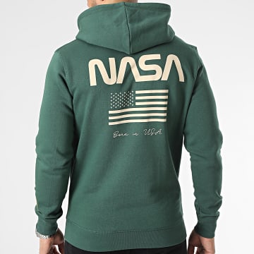 NASA - Felpa con cappuccio con bandiera Born In USA Verde Beige