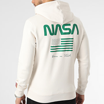 NASA - Felpa con cappuccio Born In USA Flag Beige Green