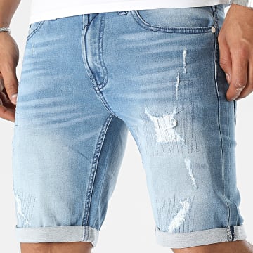  Indicode Jeans - Short Jean Holes 70-497 Bleu Denim