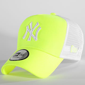 New Era - Casquette Trucker Neon Embroidered New York Yankees Jaune Fluo Blanc