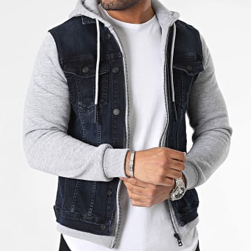 Armita - Chaqueta vaquera con capucha azul crudo gris