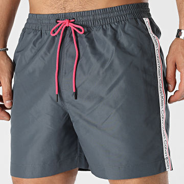 Calvin Klein - Traje de baño corto con banda y cordón ajustable 0810 Gris antracita