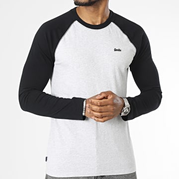  Superdry - Tee Shirt Manches Longues Raglan M6010549A Gris Chiné Noir