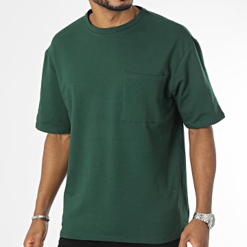  Aarhon - Tee Shirt Oversize Large A Poche Poitrine Vert Foncé