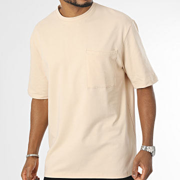 Aarhon - Camiseta oversize grande con bolsillo en el pecho Beige