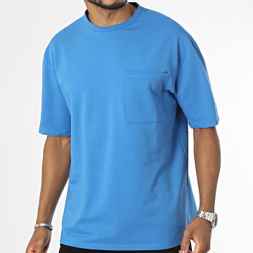  Aarhon - Tee Shirt Oversize Large A Poche Poitrine Bleu