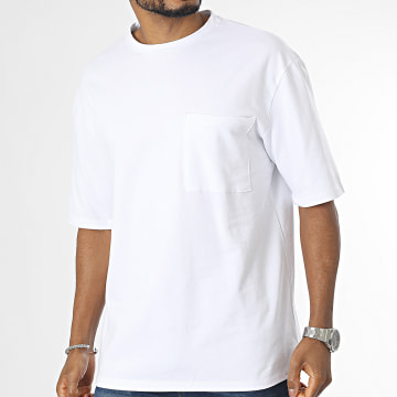  Aarhon - Tee Shirt Oversize Large A Poche Poitrine Blanc