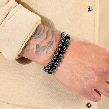 LBO - Lot De 2 Bracelets Perles 8mm Noir