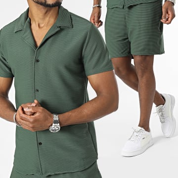  Zayne Paris  - Ensemble Chemise Manches Courtes Et Short Vert