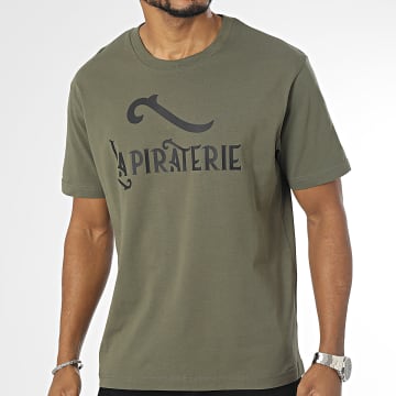  La Piraterie - Tee Shirt Oversize Large Logo Vert Kaki Noir