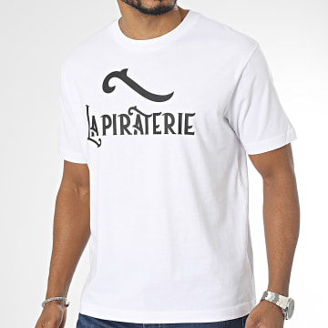  La Piraterie - Tee Shirt Oversize Large Logo Blanc Noir