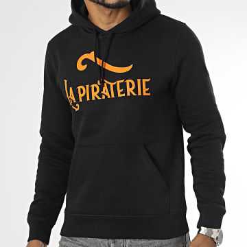  La Piraterie - Sweat Capuche Logo Noir Orange