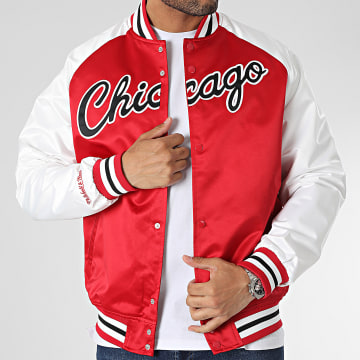  Mitchell and Ness - Veste Teddy Chicago Bulls Primetime Satin Rouge Blanc