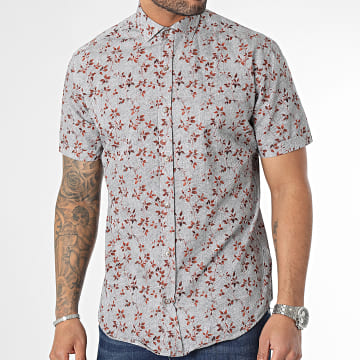  Black Needle - Chemise Manches Courtes Gris Chiné Floral