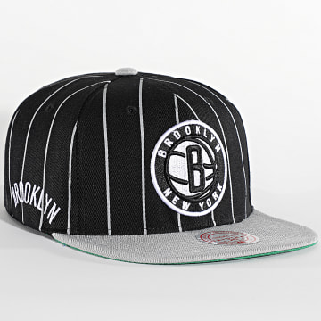  Mitchell and Ness - Casquette Snapback Team Pinstripe Brooklyn Nets Noir Gris
